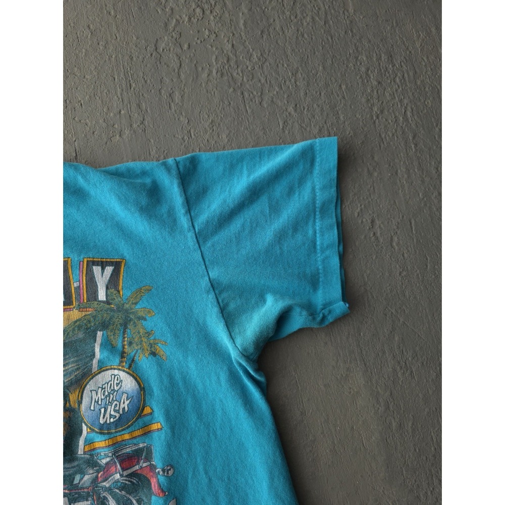Vintage 1990s Harley-Davidson 3D Emblem Blue Single Stitch T-shirt Ontario M - Picture 8 of 12